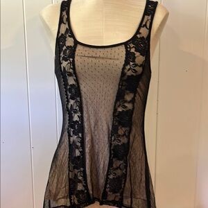 Max Studio Black Lace Sheer Tank Top